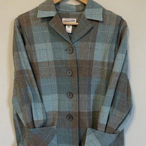Pendleton Heritage Virgin Wool Plaid Blazer Small Blue/Green 4-Button